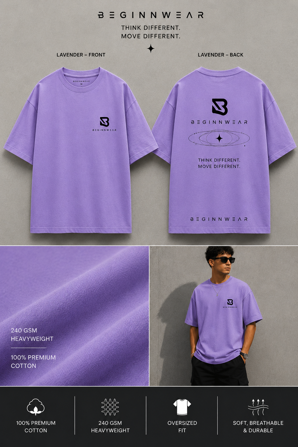 Lavender Oversized T-shirt with back print