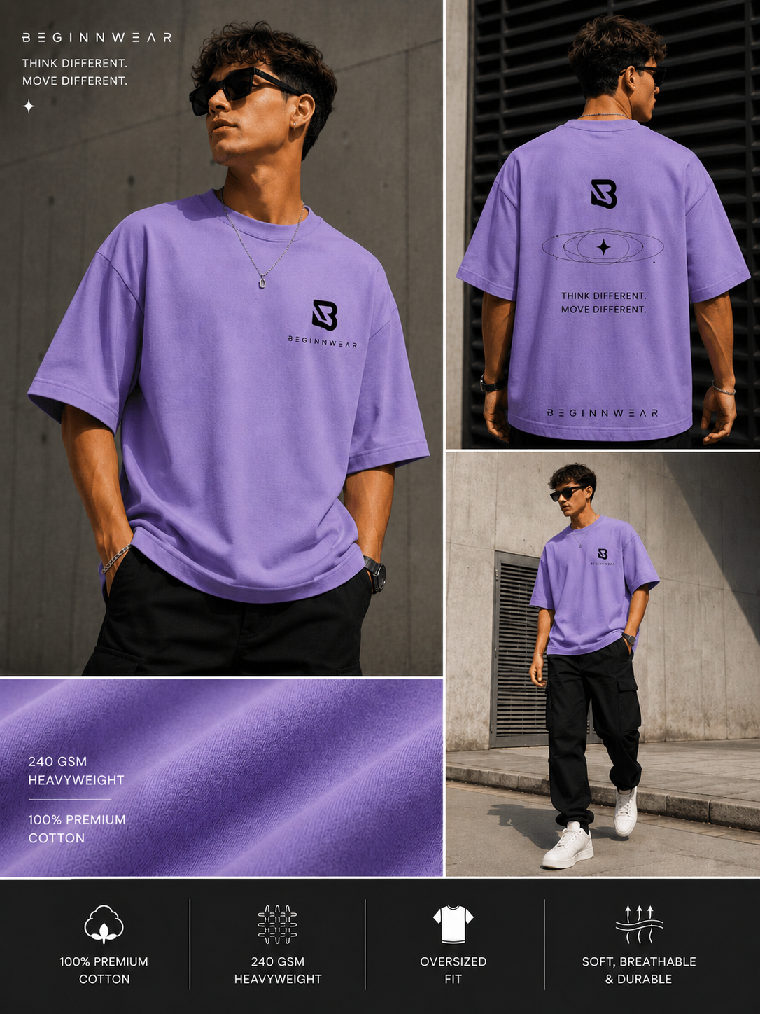 Lavender Oversized T-shirt with back print