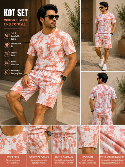 Printed Co-Ord Set for Men | Premium T-Shirt & Shorts Set