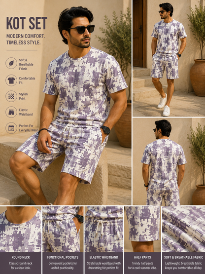 Printed Co-Ord Set for Men | Premium T-Shirt & Shorts Set