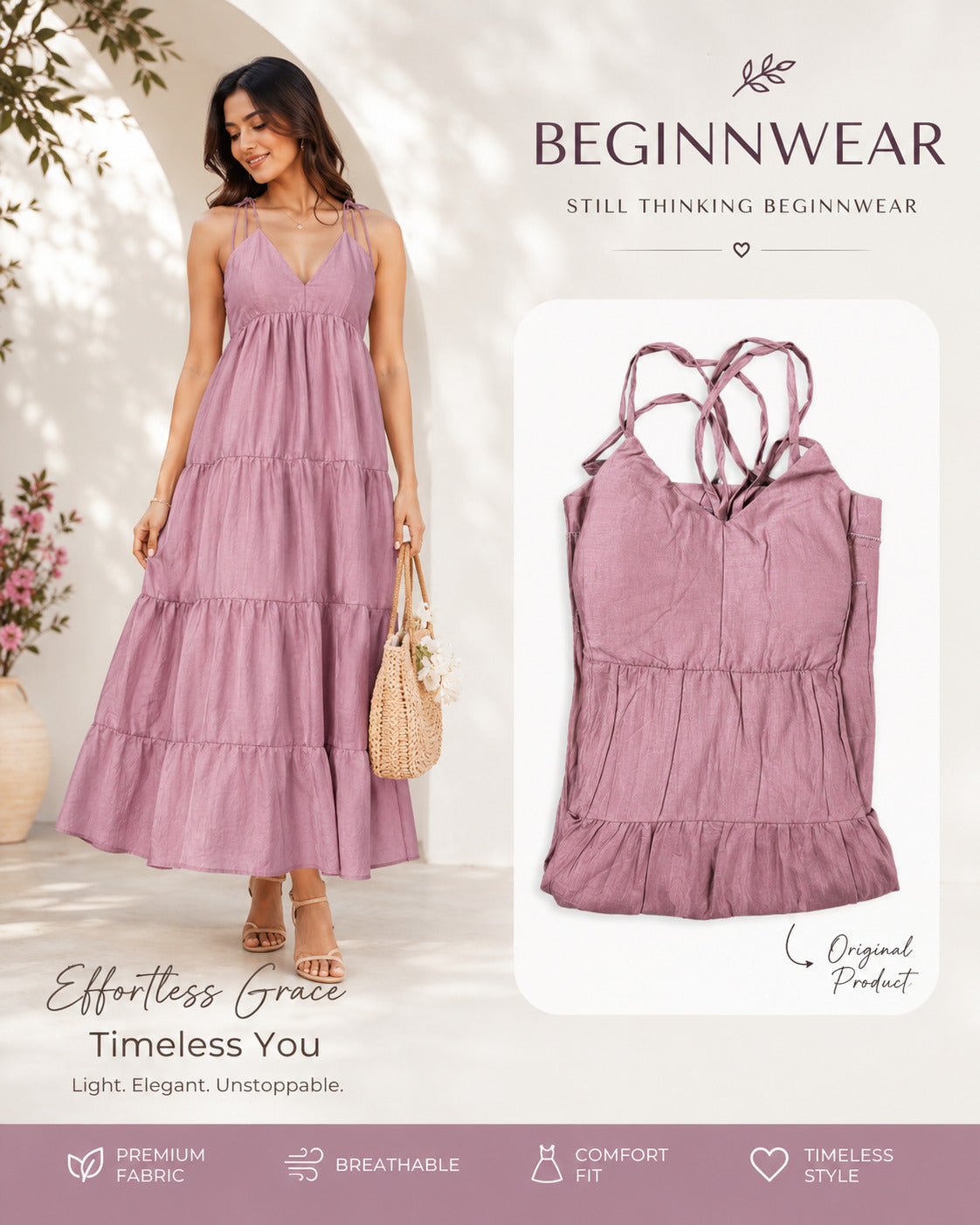 Mauve Tiered Maxi Dress