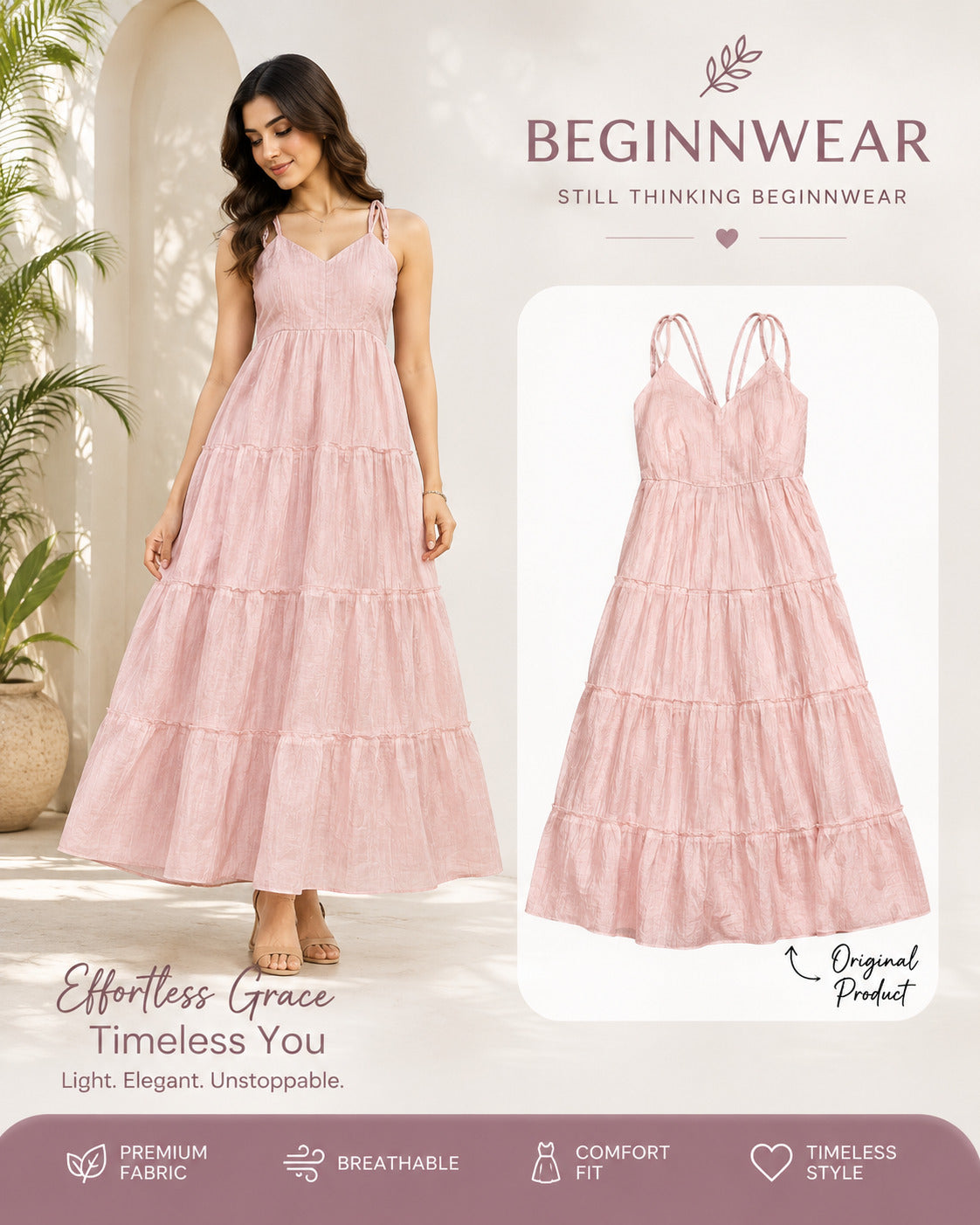 Blush Pink Tiered Maxi Dress
