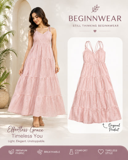 Blush Pink Tiered Maxi Dress