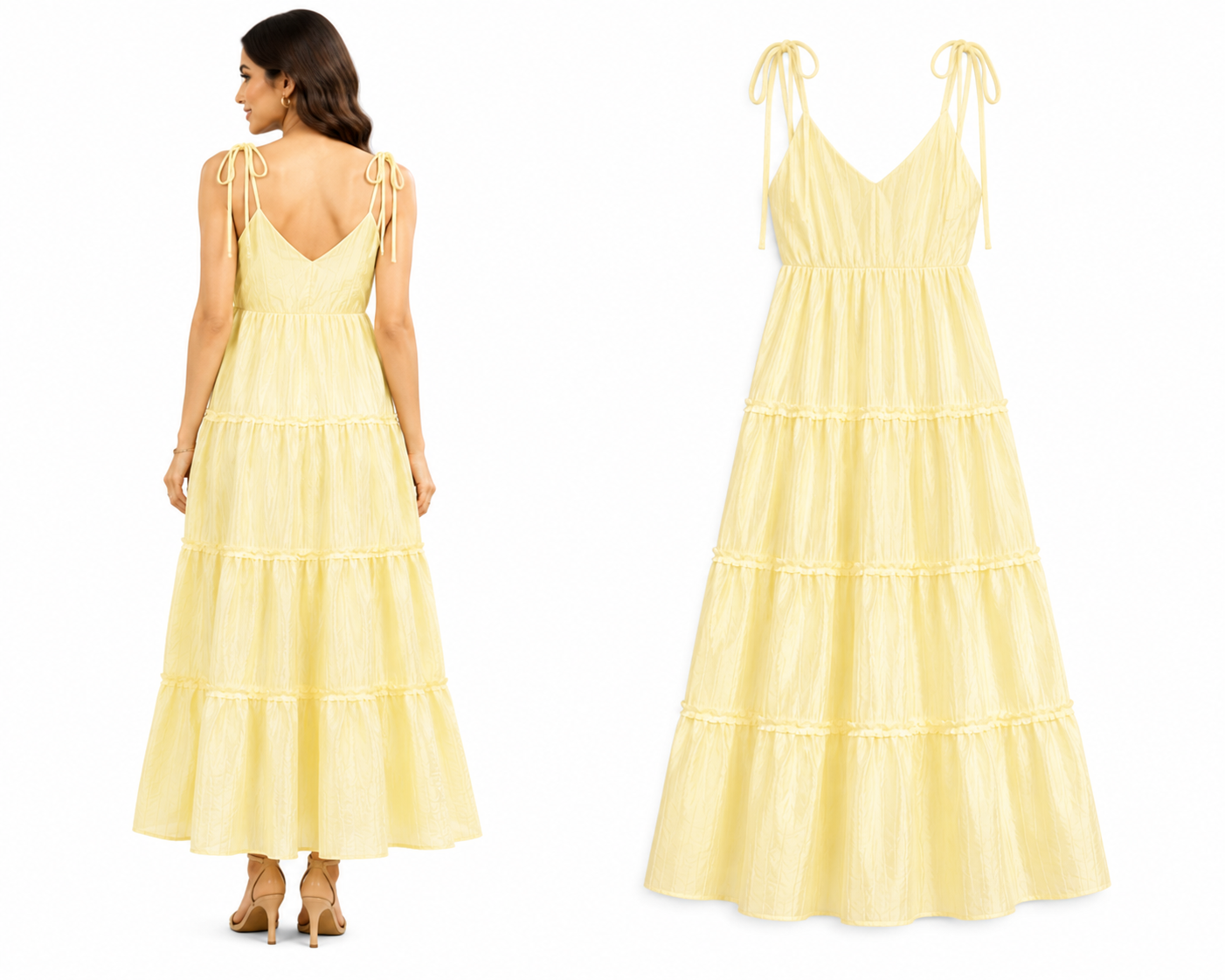 Pastel Yellow Tiered Maxi Dress