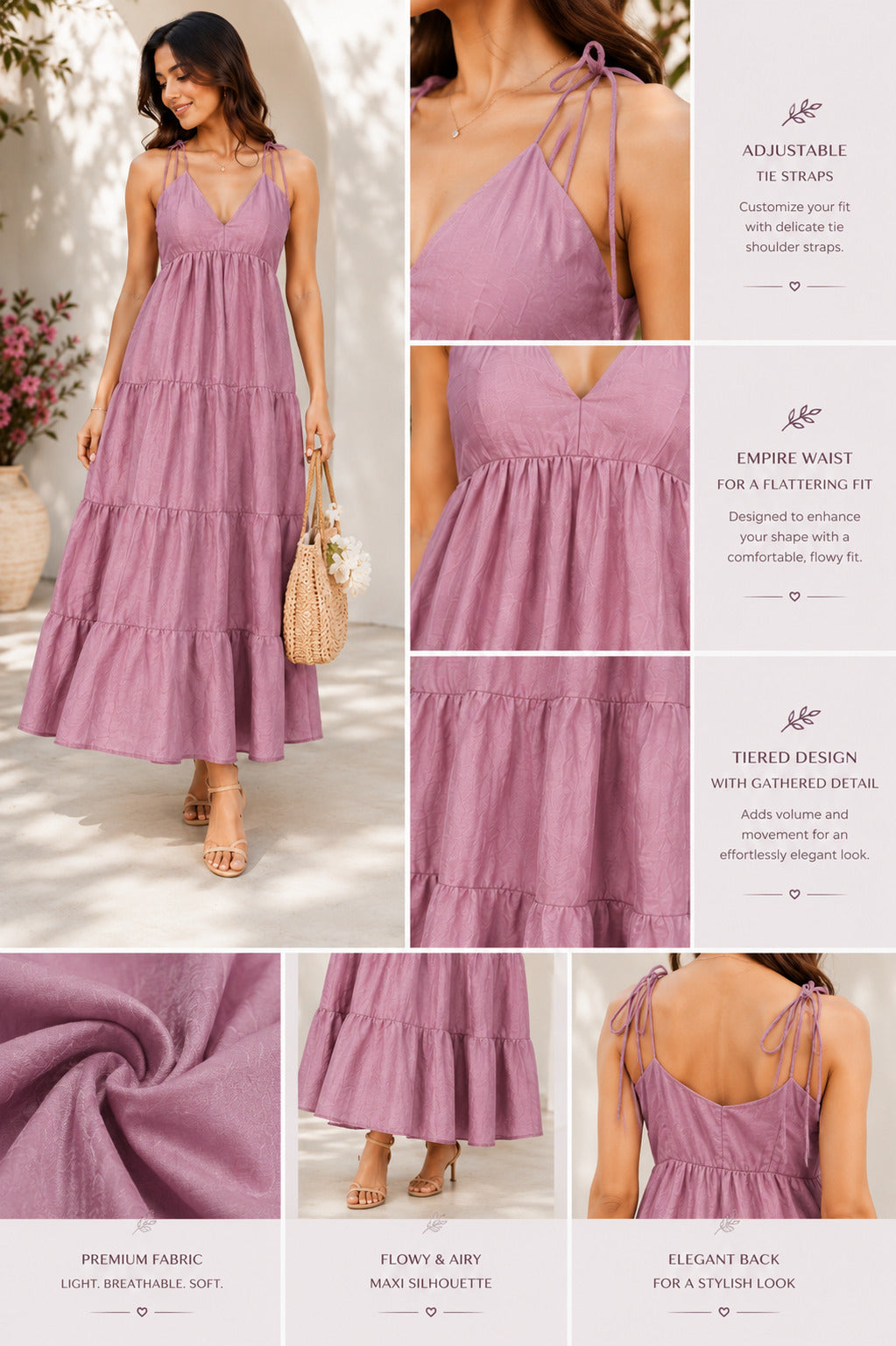 Mauve Tiered Maxi Dress