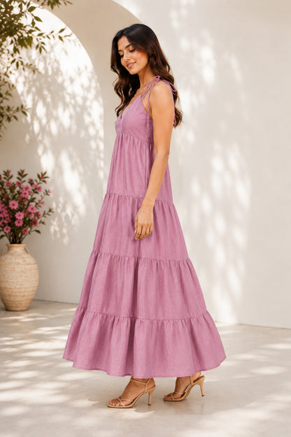 Mauve Tiered Maxi Dress