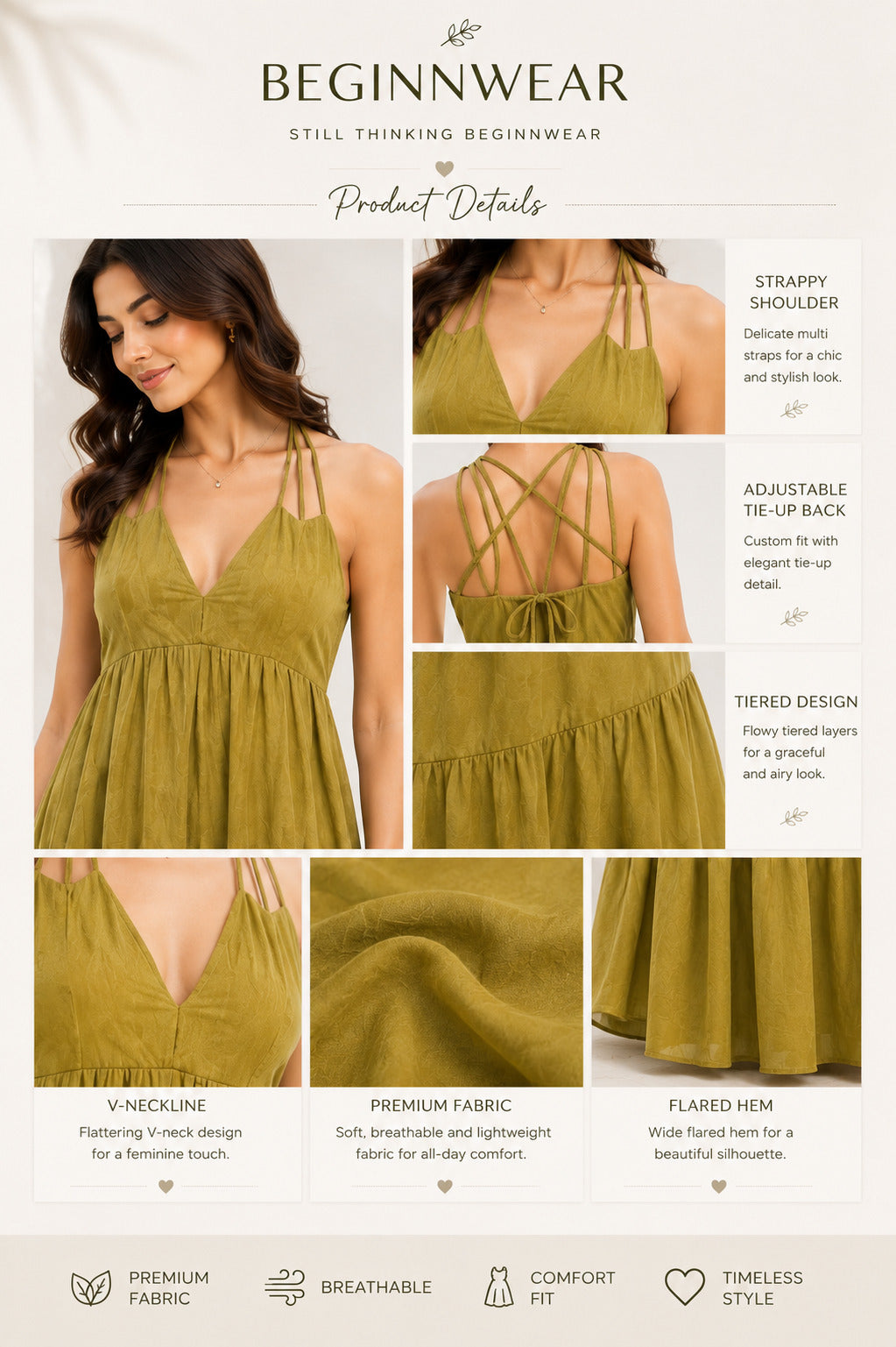 Olive Green Tiered Maxi Dress