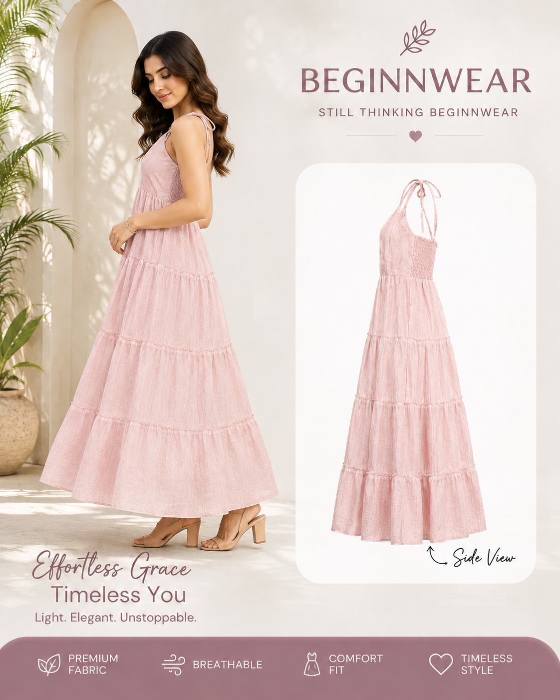 Blush Pink Tiered Maxi Dress