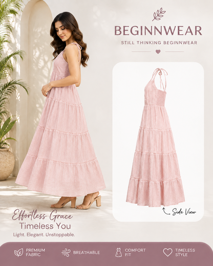 Blush Pink Tiered Maxi Dress