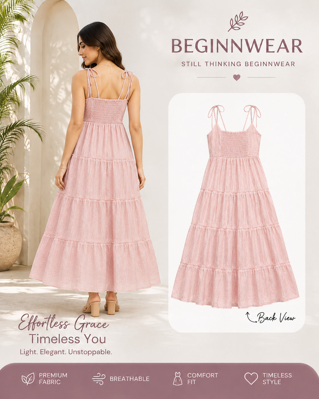 Blush Pink Tiered Maxi Dress