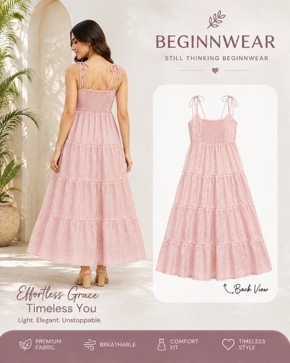 Blush Pink Tiered Maxi Dress
