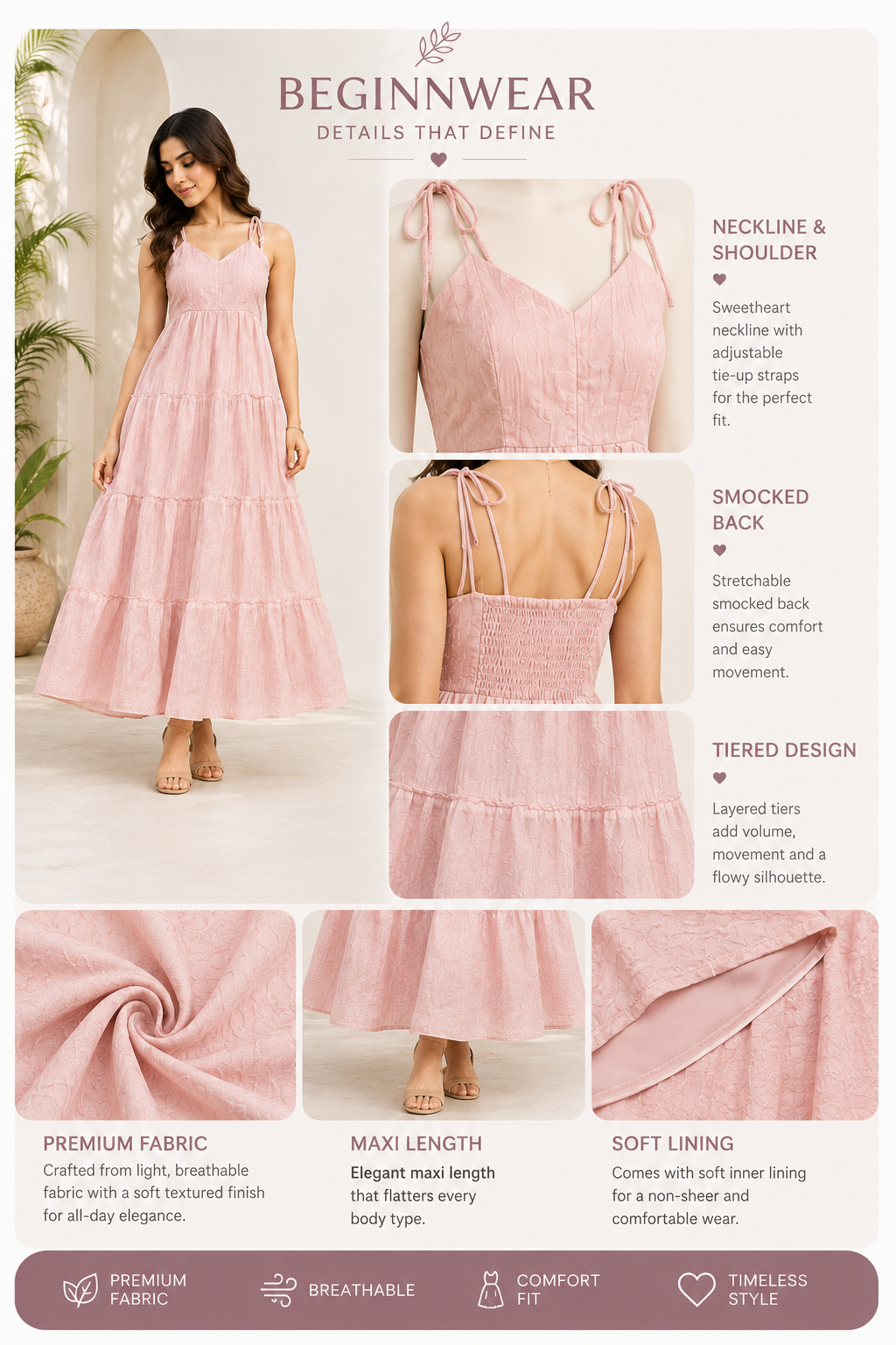 Blush Pink Tiered Maxi Dress